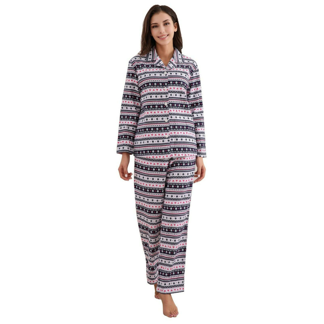 RH Cotton Pajama Set Sleepwear Womens Printed Flannel Long Sleeve Night RHW2790 East Urban Home