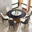 59.05" Round Marble Dining Table With Metal Base, Artificial Marble For 6-8 People, 31.5" Artificial Stone Turntable(Dining Table Only)-114284929-126351487