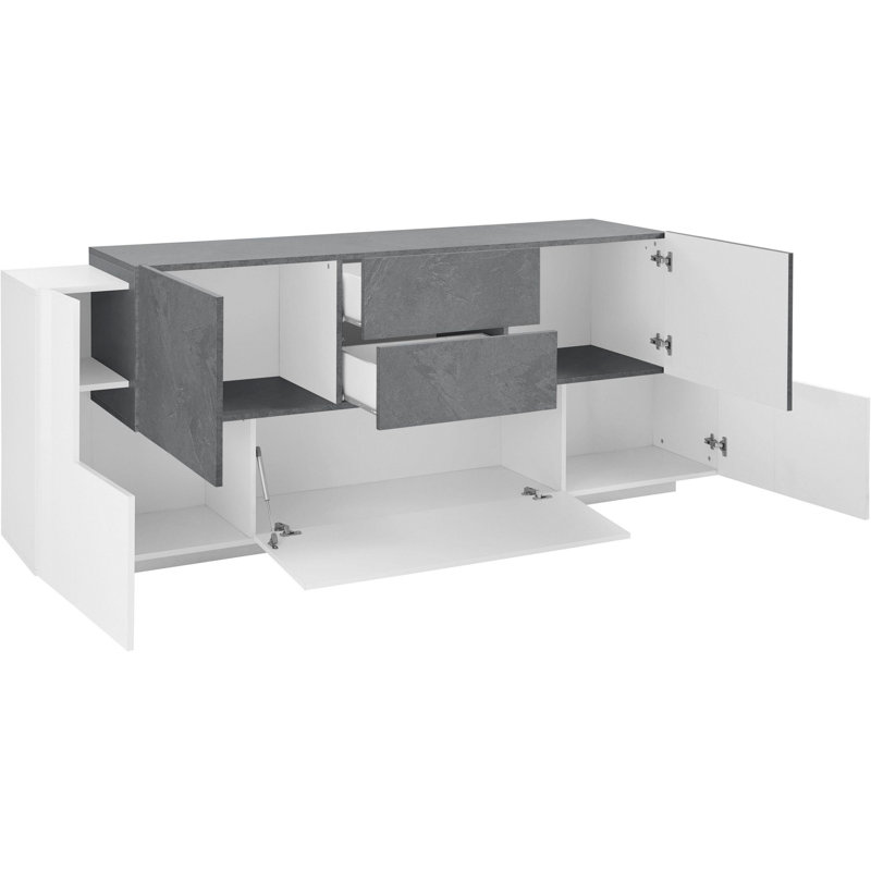 Nostrand 220 Cm Wide 2 Drawer Sideboard, White/Report Grey