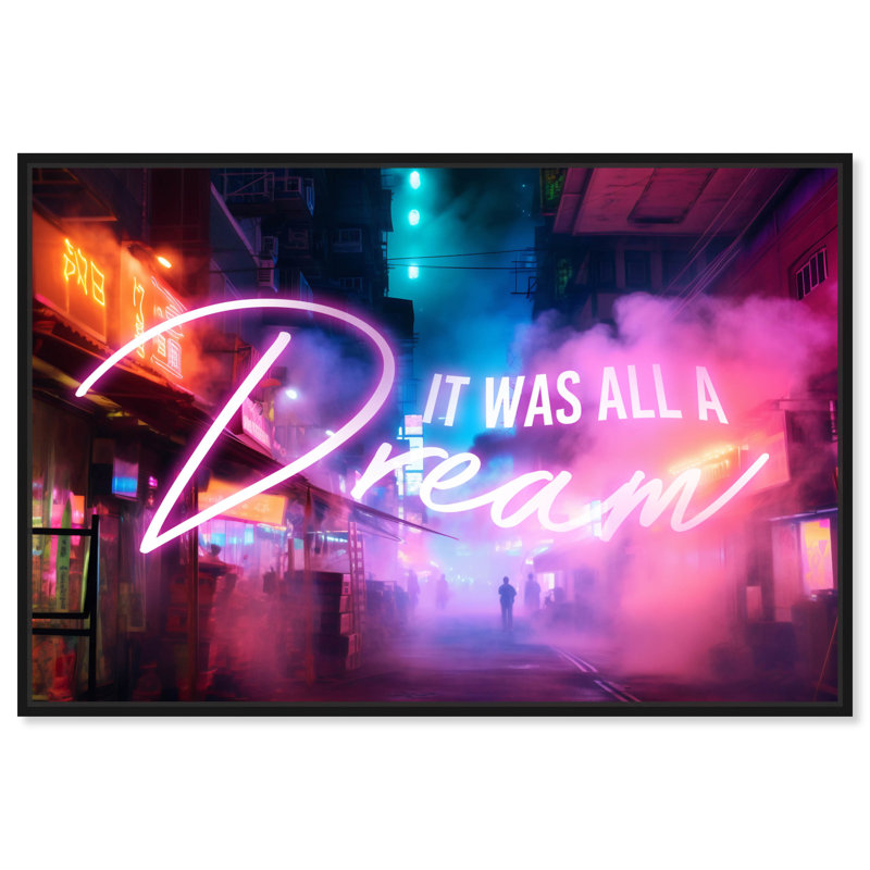 «A Dream City Neon Art Prints Art» par Notoriart, Cadre noir, H 11 po x l 16 po