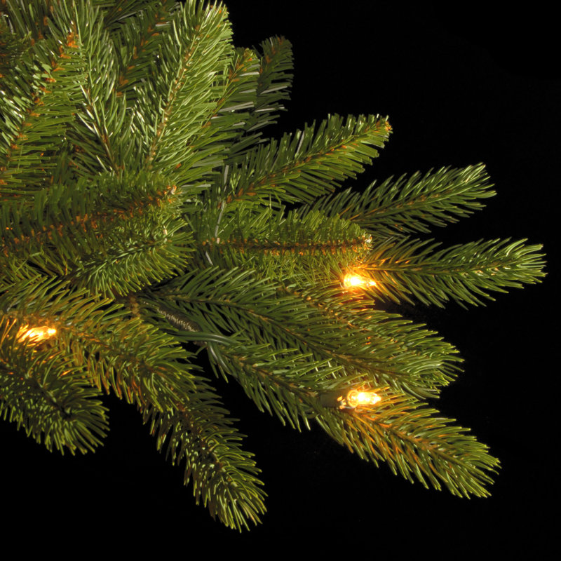 Slender Green Realistic Artificial Fir Christmas Tree with Incandescent Steady/Constant Lights, 6.5'