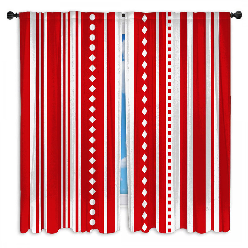 Rideaux de fenêtre à rayures rouges et blancs avec rideaux obscurcissant - 2 panneaux, 112in x 78in - 2 panels
