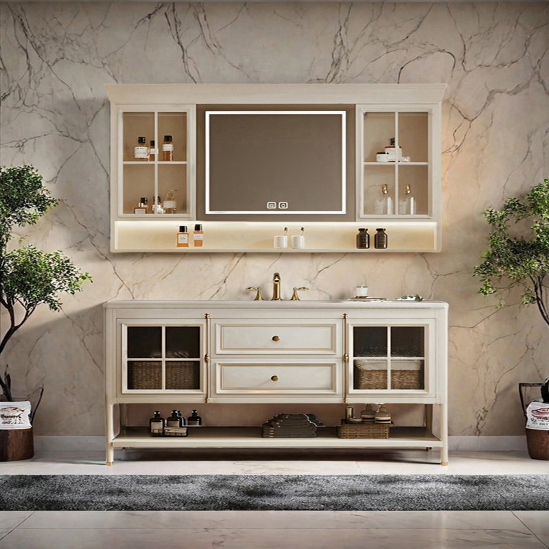 Armoire de salle de bain style français, H 32,28 po x l 70,86 po x P 21,65 po