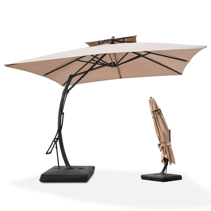Synn 131'' x 131'' Rectangular Cantilever Umbrella with Crank Lift , Counter Weights Included