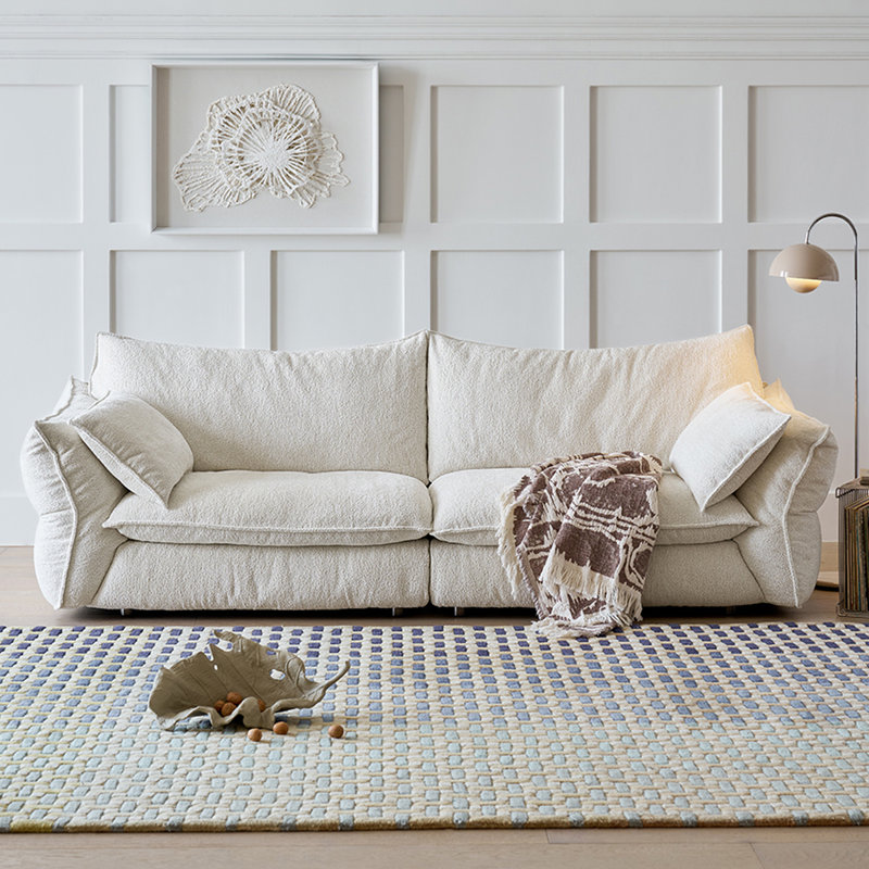 Coussin de canapé modulaire en velours blanc, H 31,5 po x l 90,55 po x P 41,34 po