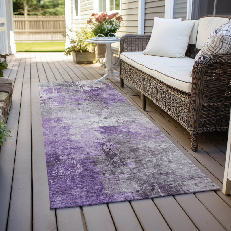 Tapis mauve intérieur / extérieur lavable à la machine Cinead ACN1671, Tapis de couloir 2 pi 3 po x 7 pi 6 po