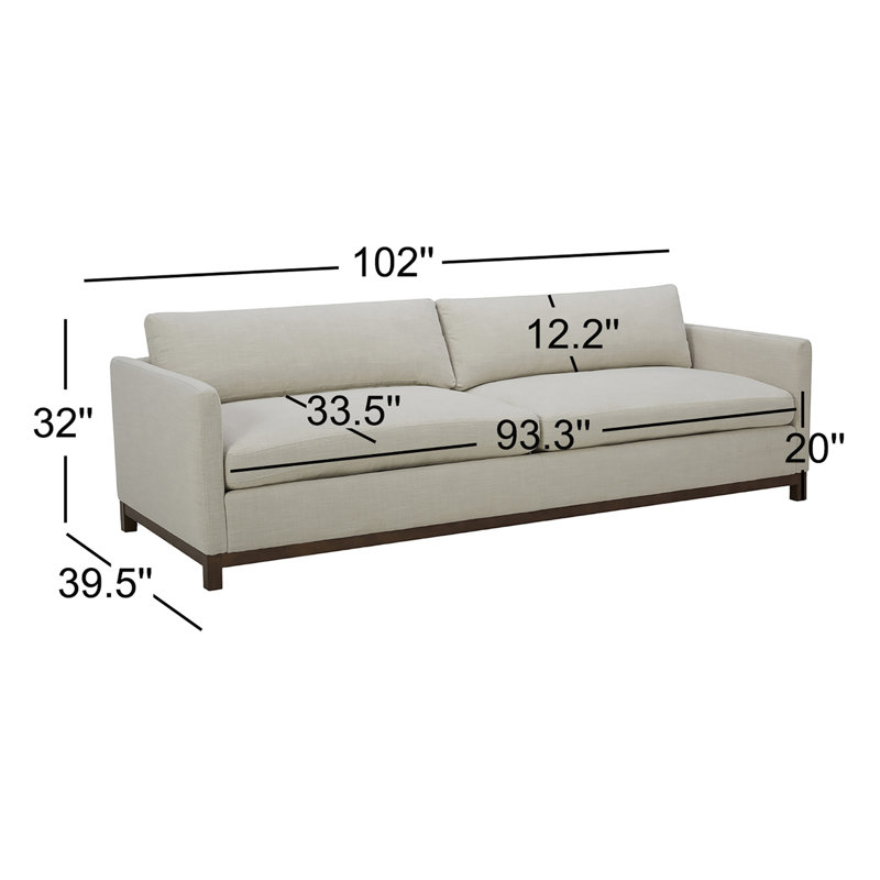 Canapé rembourré Liz, Marron foncé, H 32,28 po x l 84,25 po x P 39,37 po, Lin en tweed de coton Flannigan