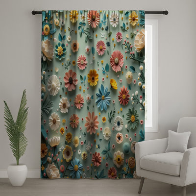 Rideaux à motif floral, voilages et voilages à motif floral - 1 panneau