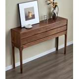 33.46" Walnut colour Rectangular Solid Wood Console Table