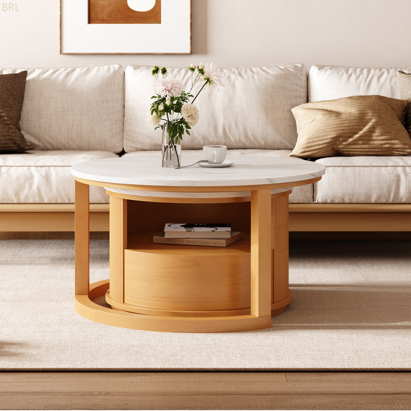 Ensemble de tables basses gigognes modernes avec rangement, conception ronde pour le salon