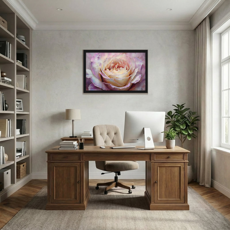 Plantes et fleurs rose tendre, H 20 po x l 30 po