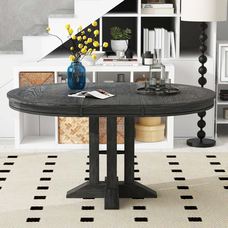 Table de salle à manger de style campagnard, table ronde extensible pour cuisine et salle à manger