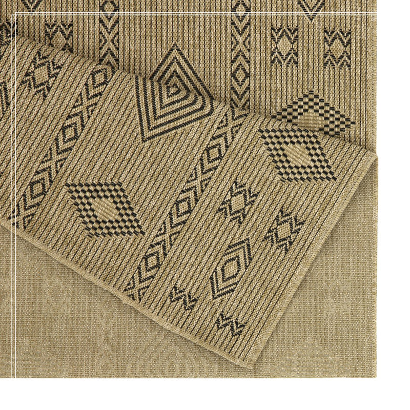 Jute/Black Indoor/Outdoor Area Rug, Runner 2'7" x 7'3"