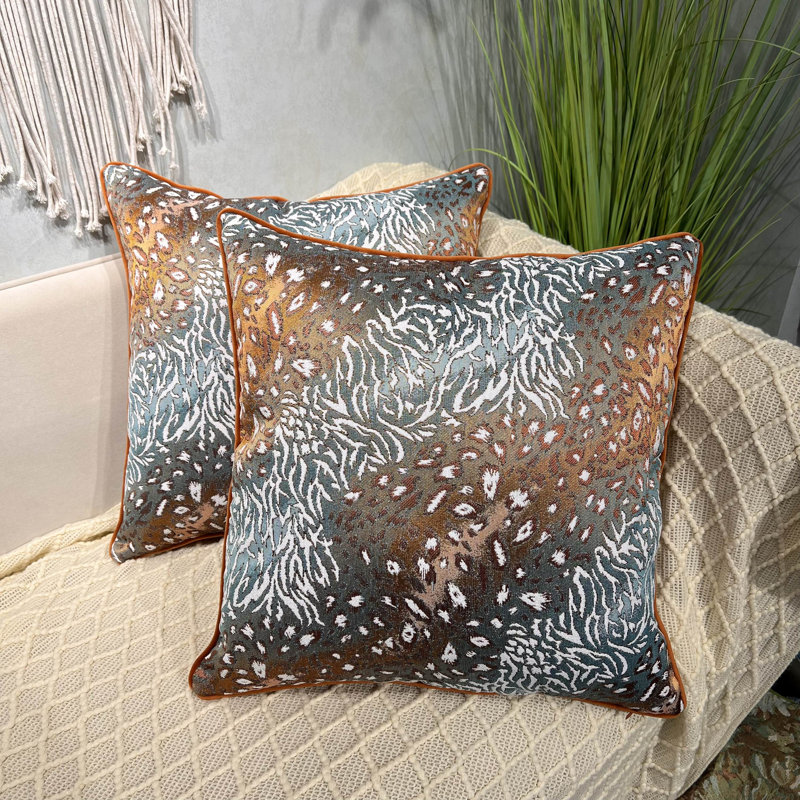 Ensemble de 2 taies d'oreiller à motif animalier, H 20 po x l 20 po, Orange