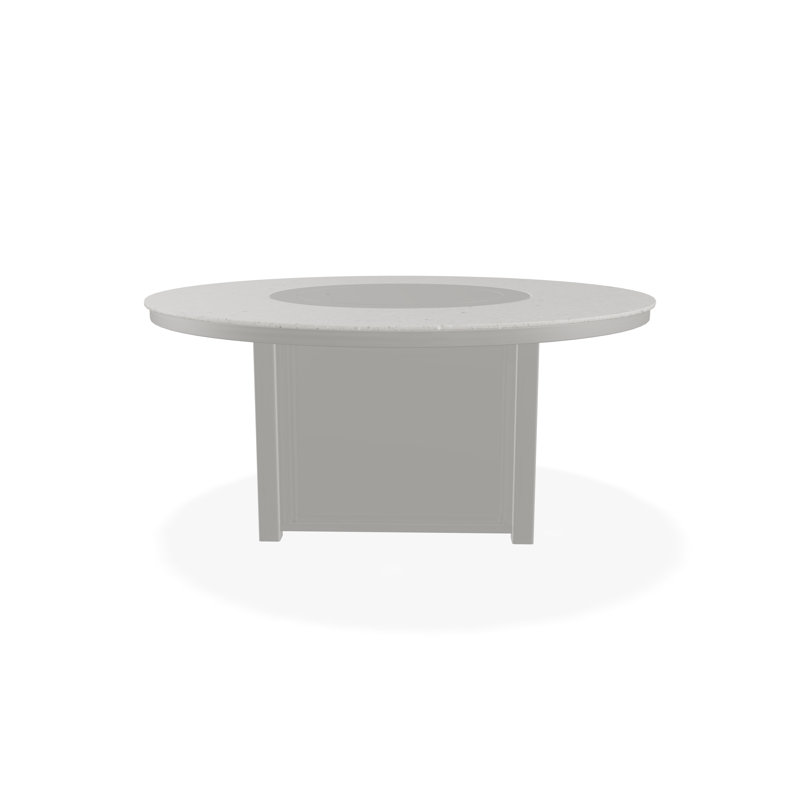 54" Round Origins Fire Table with Fire Glass and Center Burner Lid with Propane Shelf, Snow/Avonite New Concrete