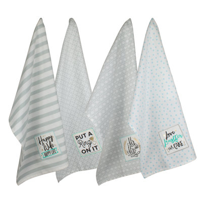 Ensemble 4 pièces de linge de vaisselle orné de mariage