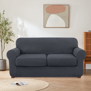 Velvet Sofa Cover Loveseat Plush Couch Cover Slipcover All-Inclusive  Protector Washable with Non-Slip Straps, Navy Blue 