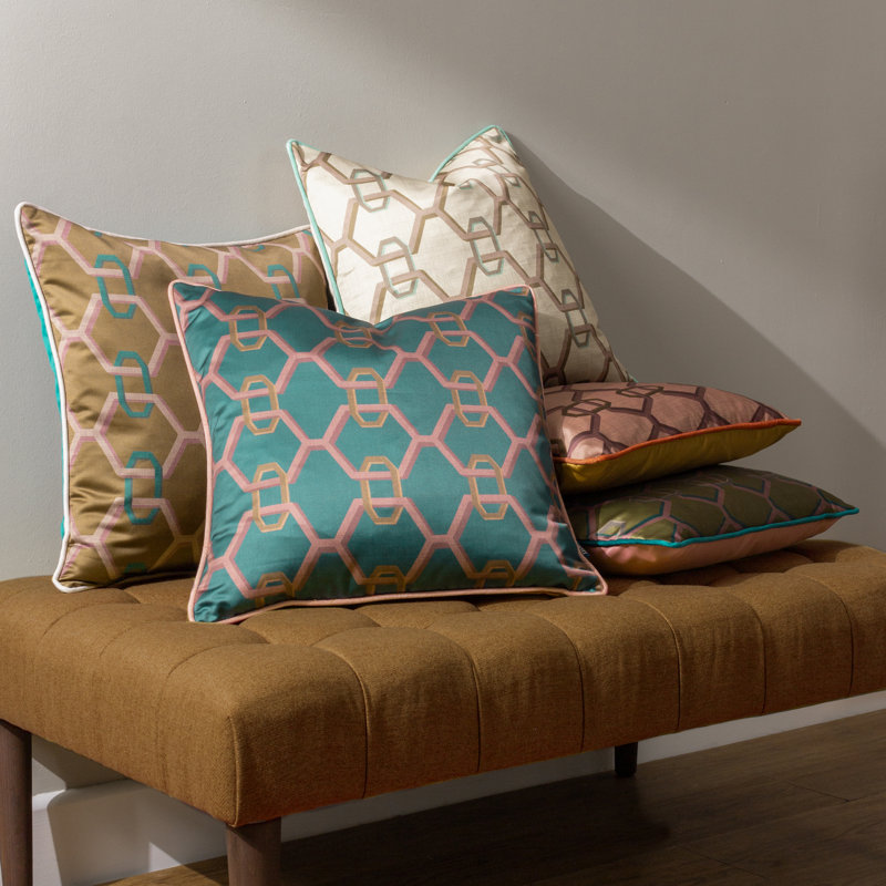 Stina Geometric Square Cushion, Brown