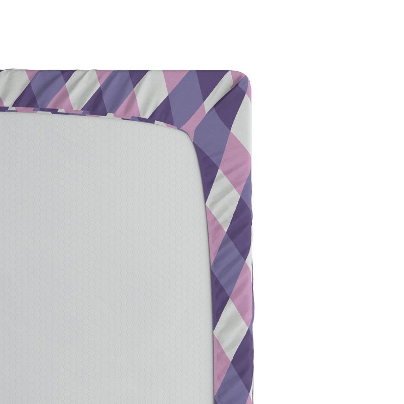 Twin XL Mauve and White Microfiber Fitted Sheet