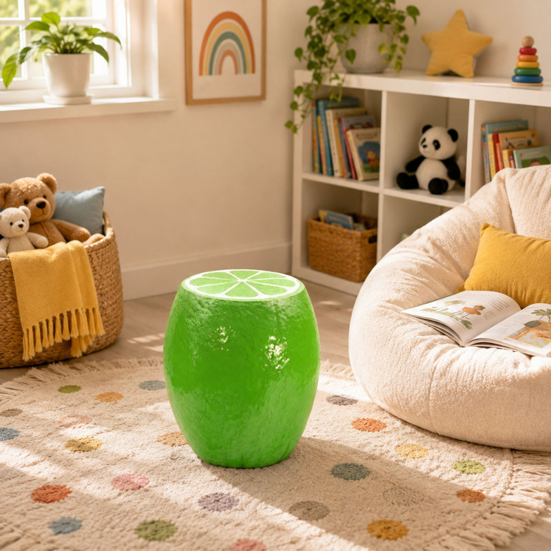 Tabouret d'appoint en forme de lime et table d'appoint en résine
