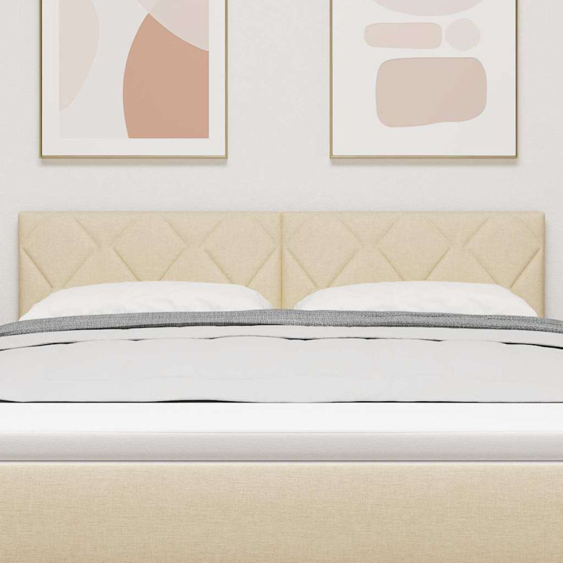 Fabric Headboard Geometric With Headboard Fabric, Cream, King