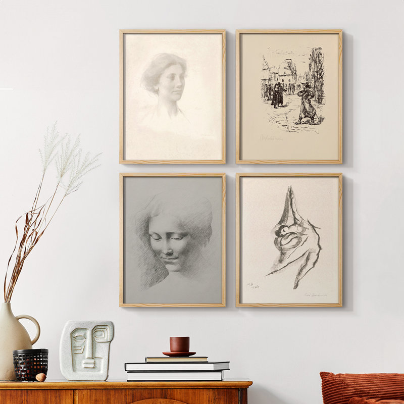 "Croquis rétro XLV III", 4 pièces sur papier