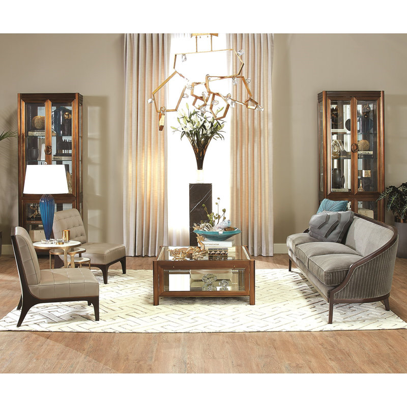 22'' Round Marble and Brass Nesting Table Set