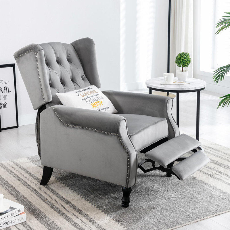 Druv Recliner, Gray Flannelette