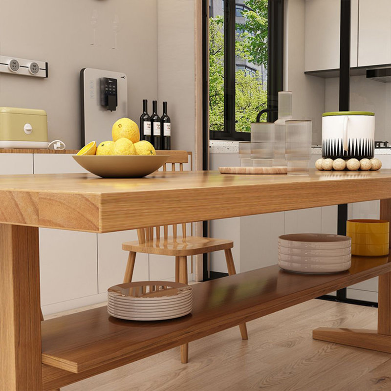Burlywood Rectangular Solid Dining Table For Dining Room/Kitchen, 29.53"H x 62.99"L x 31.5"W
