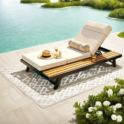 Méridiennes de patio réglables avec rangement, patio moderne en bois et métal