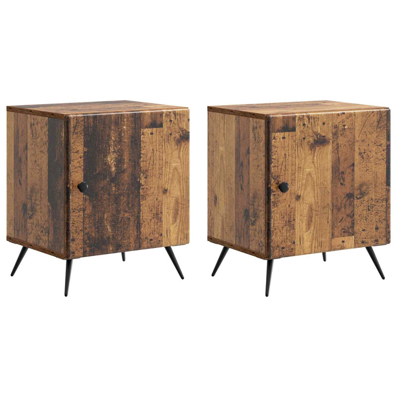 43cm W Manufactured Wood Bedside Table, Old Wood