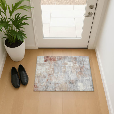 Premium Machine Washable Milardo AMF1697 Blocks Rug