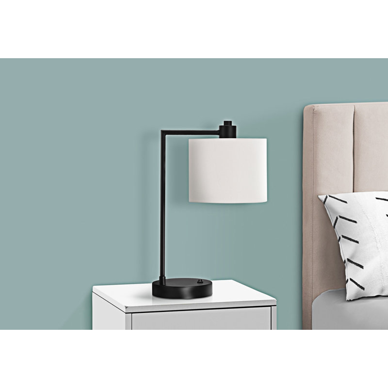Lampe de table avec port USB, Noir, Ivoire ivoire