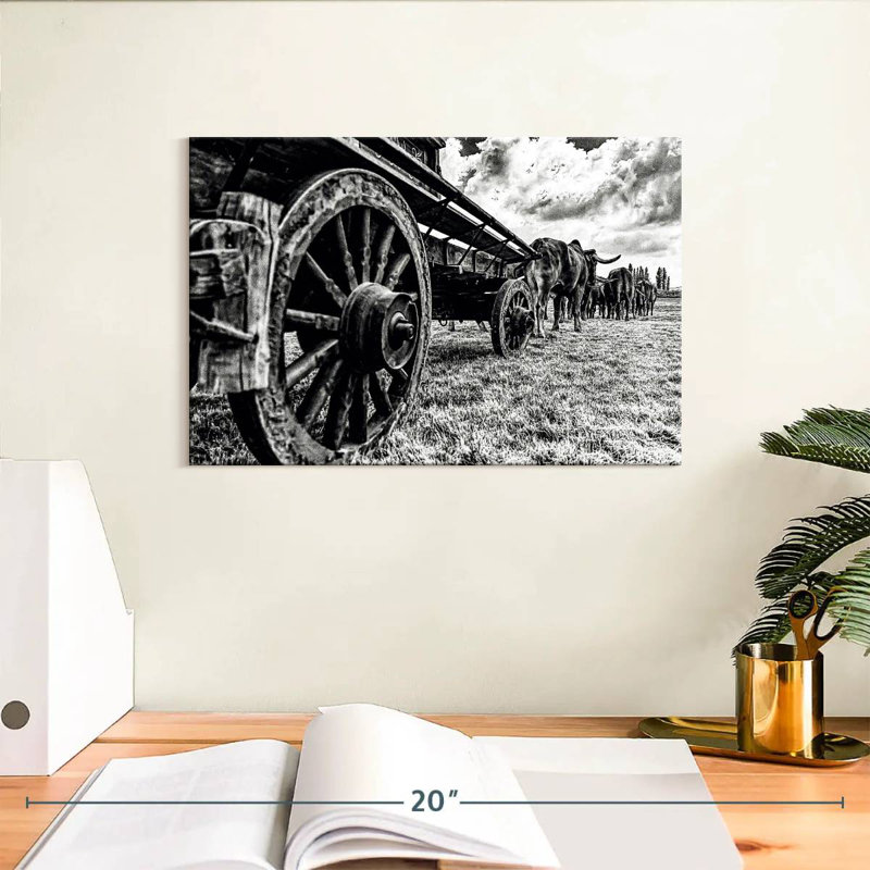Mehar Bullocks Pulling A Wagon, 8" H x 12" W