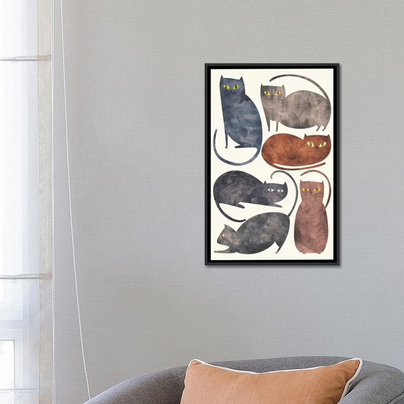 « chats », art sur toile, H 26 po x l 18 po x P 1,5 po, Toile tendue, Non mat