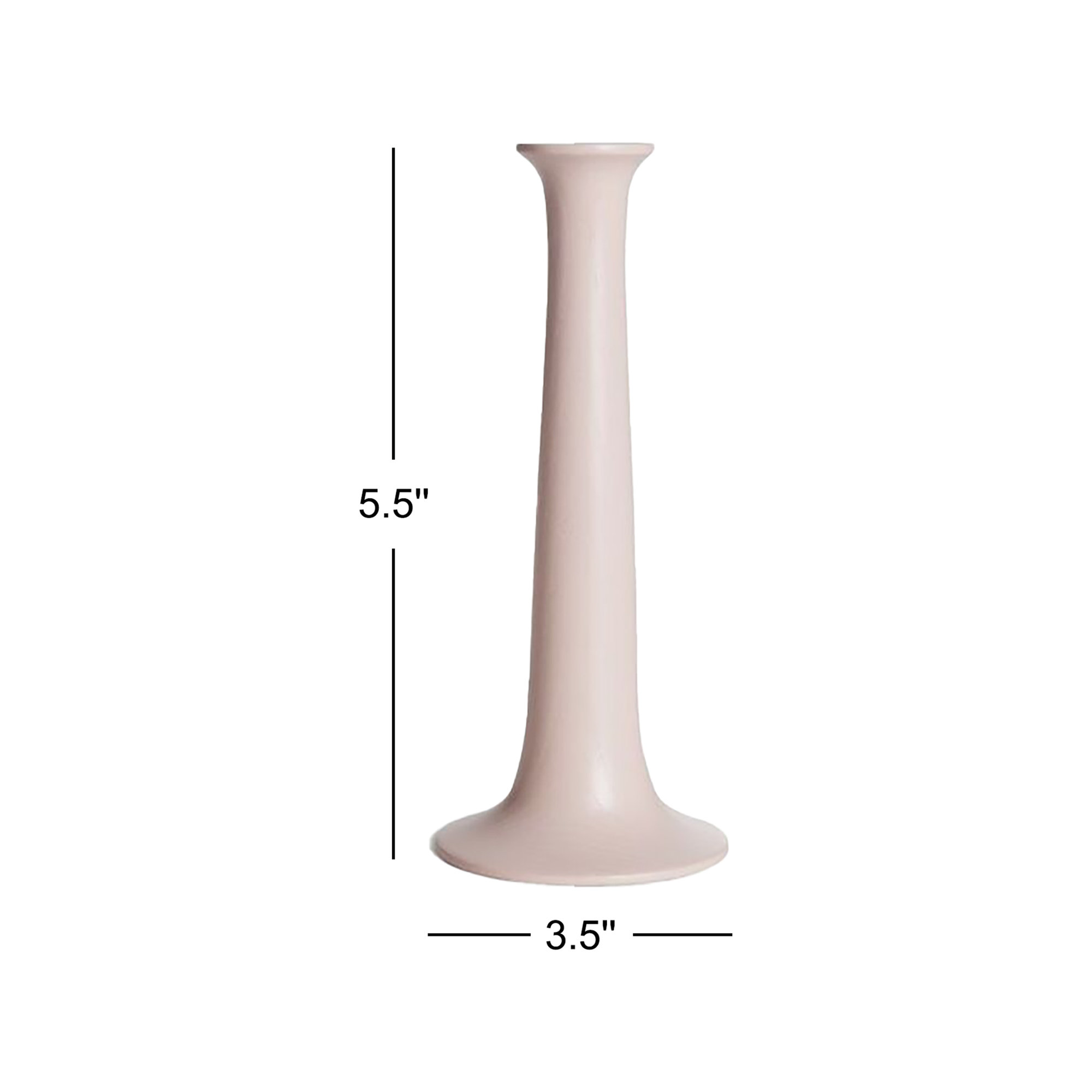 Simple Solid Wood Tabletop Candlestick, 5.5" H x 3.5" W x 3.5" D, Blush