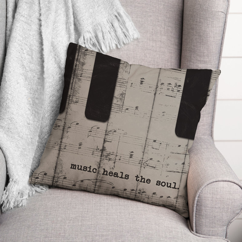  Housse de coussin d'extérieur carrée Music Heal the Soul, Gris