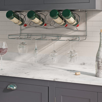 Osbourne 6 Bottle Wall Mounted Wine Bottle and Glass Rack