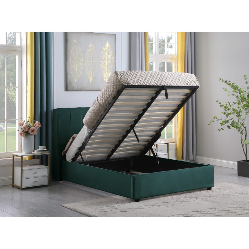 Swithun Upholstered Ottoman Bed, Kingsize (5'), Green Velvet