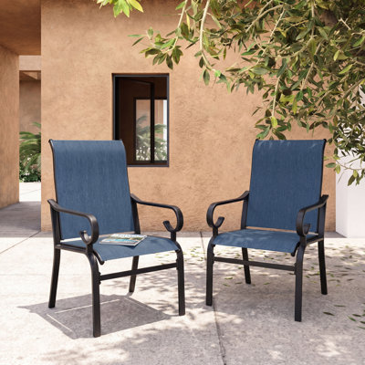 Ensemble de chaises de patio 2 pièces avec dossier haut ergonomique et respirant Textilene