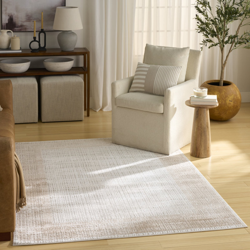 Leuchte 4' x 6' Ivory Beige Modern Indoor Rug, Rectangle 4' x 6'
