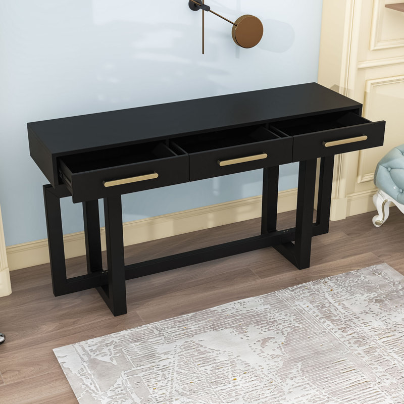 Minimalist Entryway Console Table with 3 Storage Drawers, Black