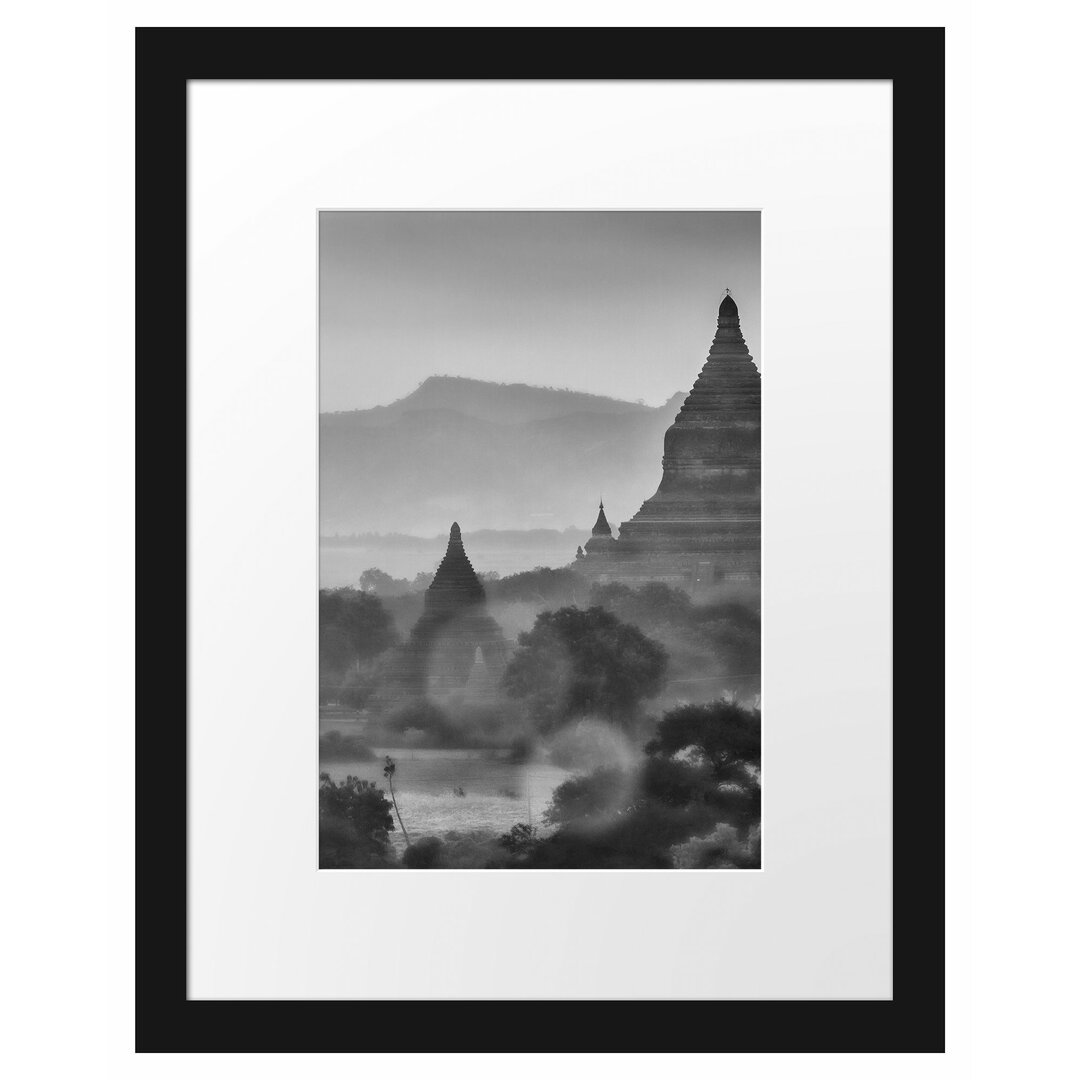 Gerahmtes Poster Buddha Tempel im Sonnenuntergang