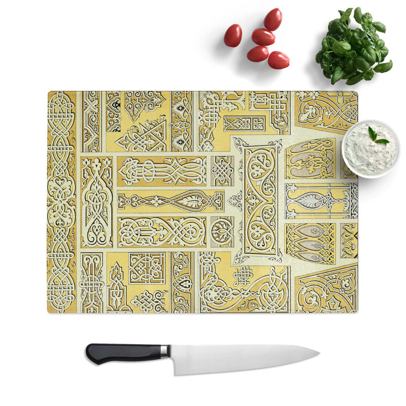 Tempered Glass Russian Patterns by Albert Racinet Chopping Board, 28.5 cm W x 20 cm L