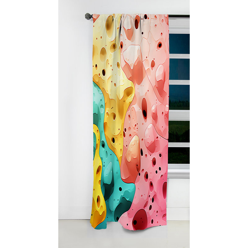 Callie - Rideau occultant à motif floral corail - 1 panneau, L 52 po x L 120 po