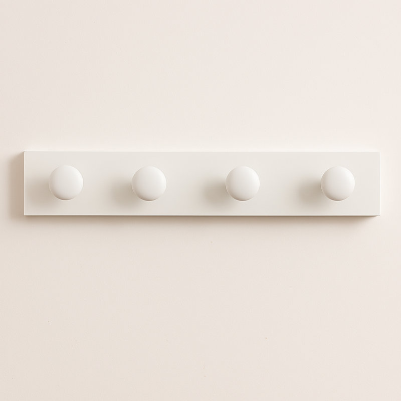 Solid Wood 4 - Hook Wall Mounted Coat Rack, White
