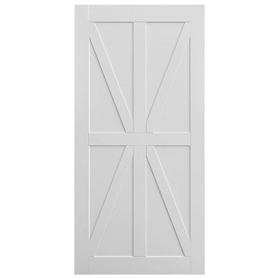 Plaque de porte en forme d'étoile véritable Star Style + quincaillerie coulissante de porte de grange 6,6 pi + guide de plancher réglable + poignée à tirer, porte à panneaux bricolage sans finition, porte de grange intérieure moderne, résistante ?