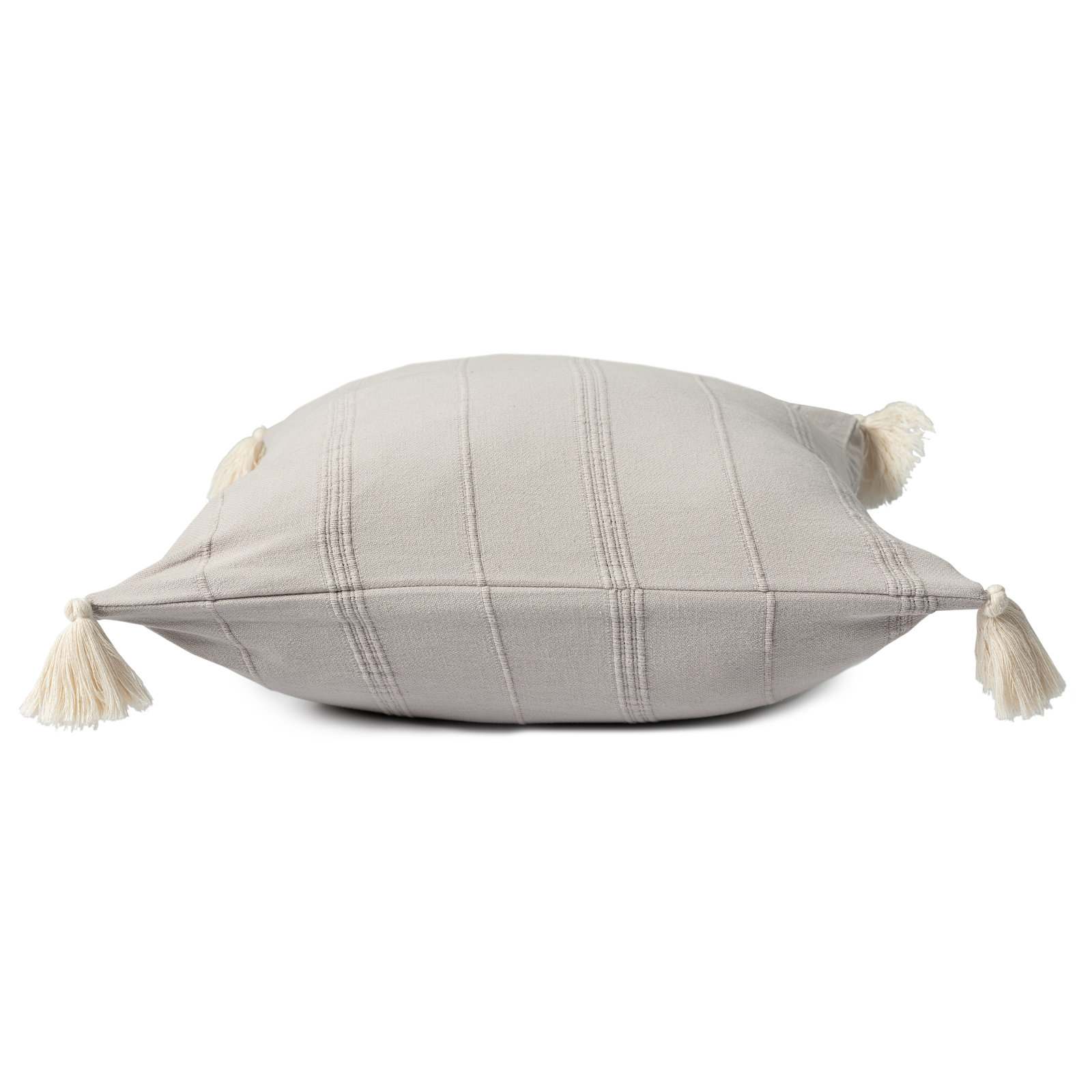 Danica Tassels Cotton Throw Pillow, Gray, Down