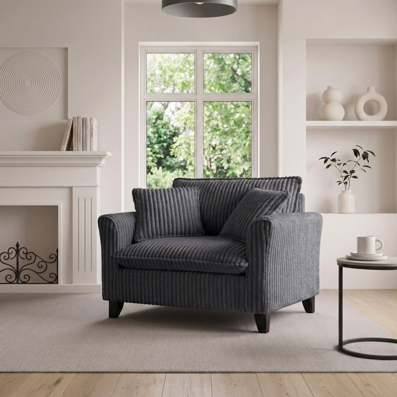 Fauteuil d'appoint capitonné rétro avec dossier ergonomique et accoudoirs, Grey