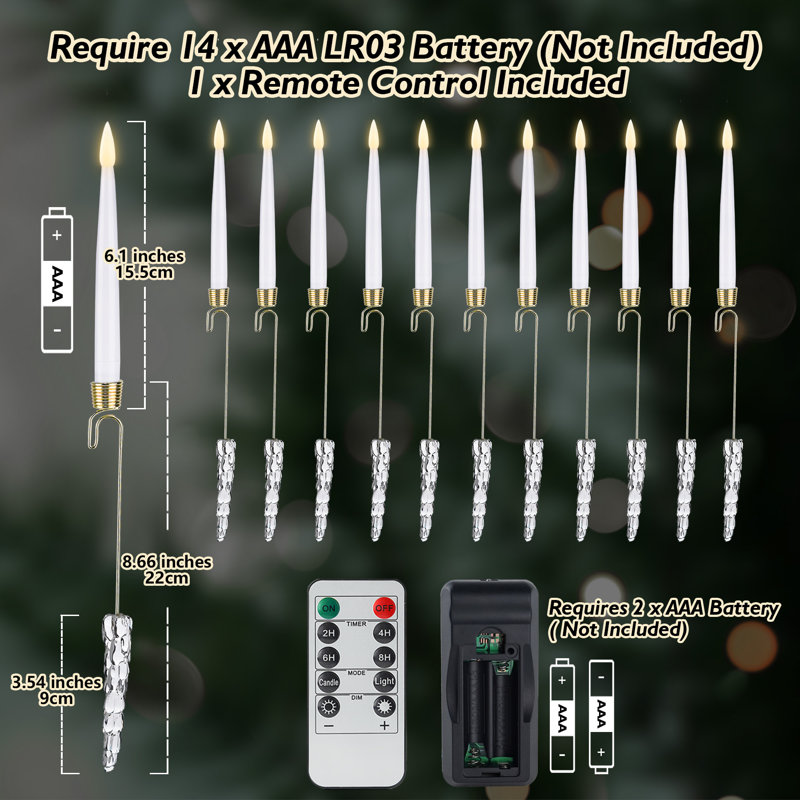 Battery Operated Candle Lights with Crystal Icicle Hooks for Christmas Tree